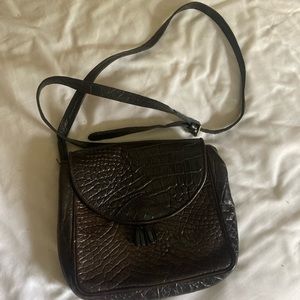 MULBERRY. Vintage leather croc-embossed crossbody. Black. EUC